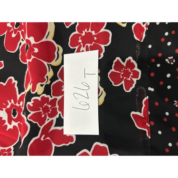 Style & Co. Floral Sheer V-Neck 3/4 Sleeve Blouse Black Red Sz 18 Camisole Boho - Picture 10 of 11